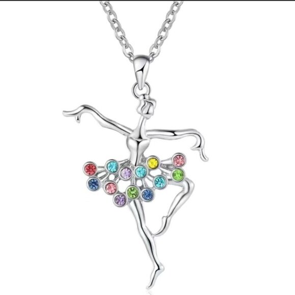 Ballerina Dancing Necklace Pendant Chain Creative Colorful With Gift Pouch - Picture 3 of 15
